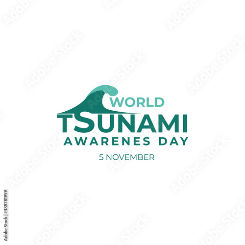 World Tsunami Awareness Day, 5 November. High tide waves conceptual illustration vector.