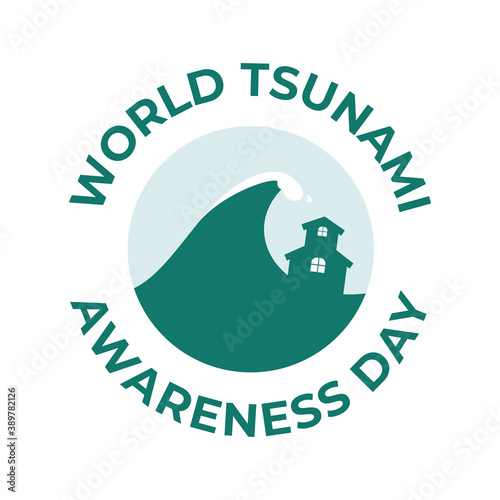 World Tsunami Awareness Day, 5 November. High tide waves conceptual illustration vector.