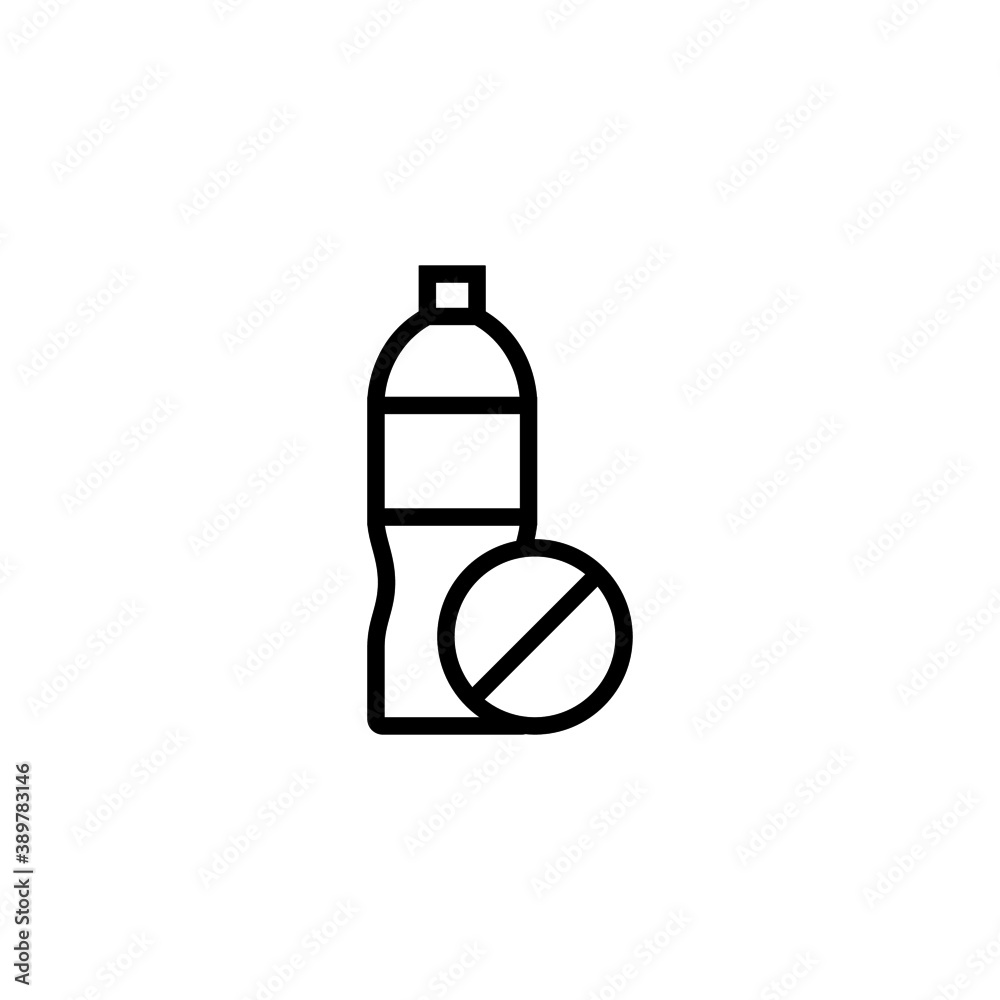 No Plastic Icon in black line style icon, style isolated on white background No Plastic Icon in black line style icon, style isolated on white background