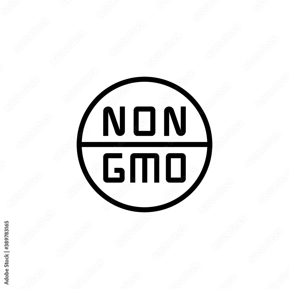 Non GMO Icon in black line style icon, style isolated on white background Non GMO Icon in black line style icon, style isolated on white background