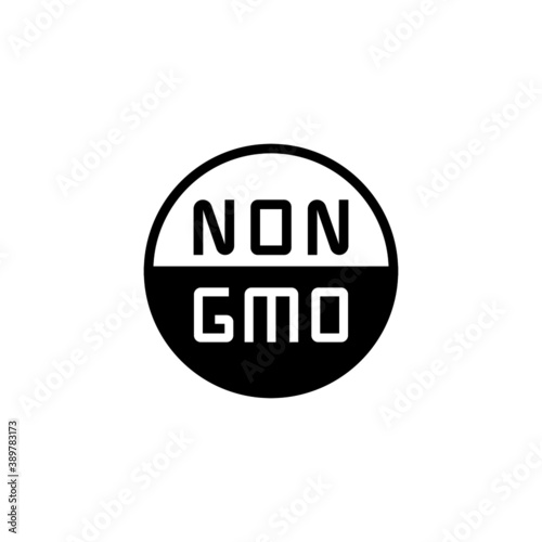 Non GMO Icon in black flat glyph, filled style isolated on white background
