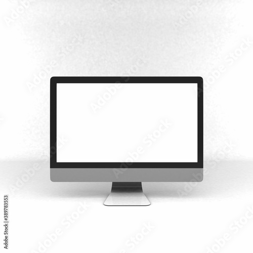 Computer monitor display with blank screen. #389783553
