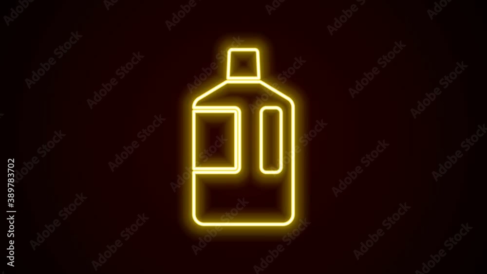 Glowing neon line Big bottle with clean water icon isolated on black background. Plastic container for the cooler. 4K Video motion graphic animation Glowing neon line Big bottle with clean water icon isolated on black background. Plastic container for the cooler. 4K Video motion graphic animation