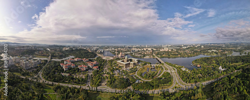 180 degree Aerial Panorama view of Putrajaya City