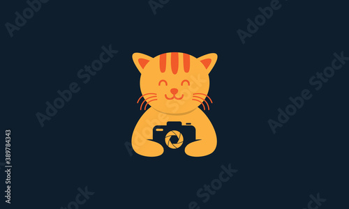 animal pet cat kitty kitten cute with camera photography logo icon vector design