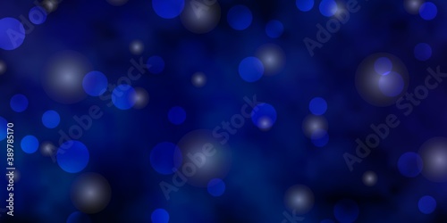 Dark Pink, Blue vector background with circles, stars.