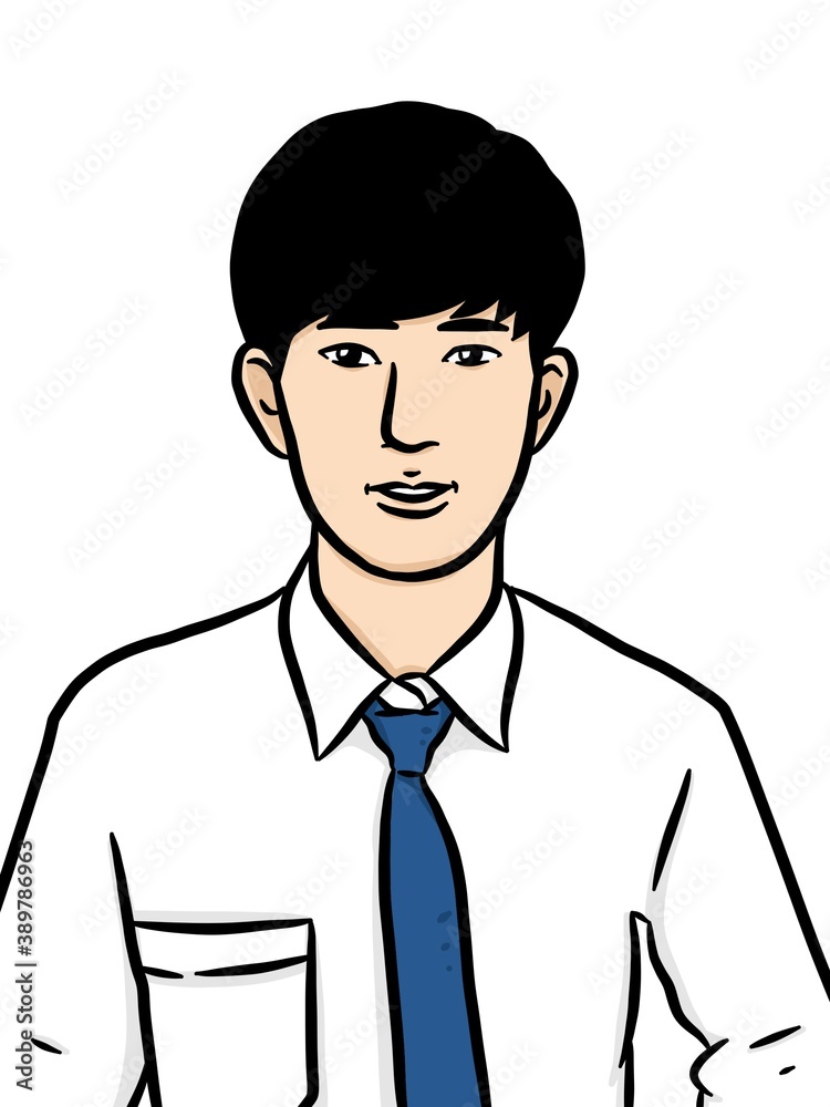 cartoon cute man on white background