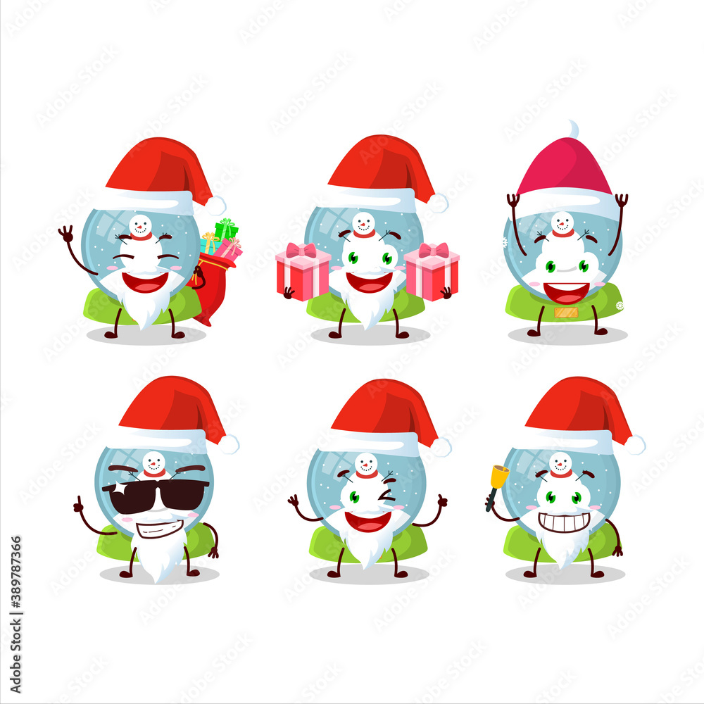 Santa Claus emoticons with snowball with snowman cartoon character Santa Claus emoticons with snowball with snowman cartoon character