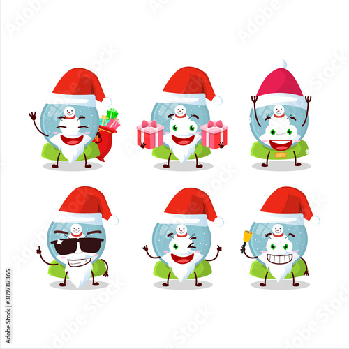 Santa Claus emoticons with snowball with snowman cartoon character
