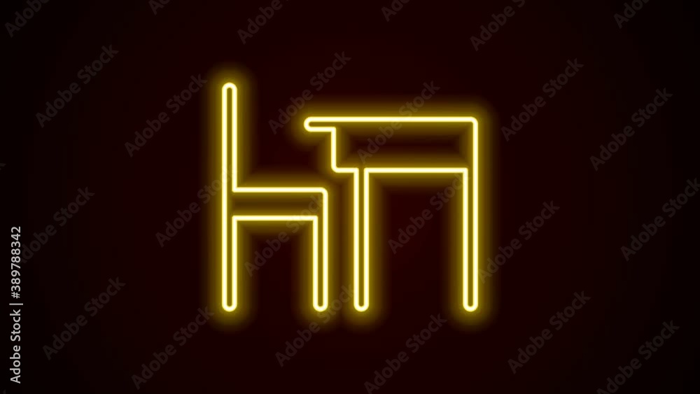 Glowing neon line School table and chair of classroom icon isolated on black background. School desk. 4K Video motion graphic animation Glowing neon line School table and chair of classroom icon isolated on black background. School desk. 4K Video motion graphic animation