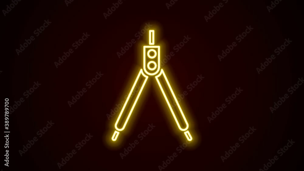 Glowing neon line Drawing compass icon isolated on black background. Compasses sign. Drawing and educational tools. Geometric instrument. 4K Video motion graphic animation Glowing neon line Drawing compass icon isolated on black background. Compasses sign. Drawing and educational tools. Geometric instrument. 4K Video motion graphic animation
