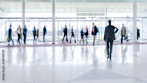 group of people in the lobby business center