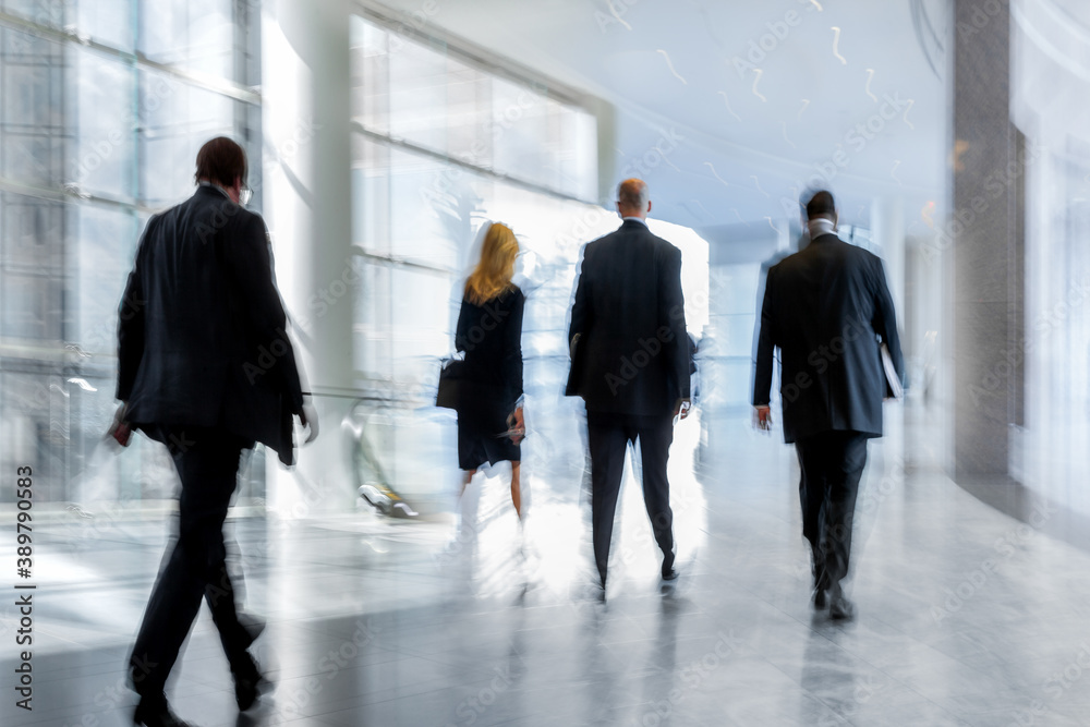 group of people in the lobby business center