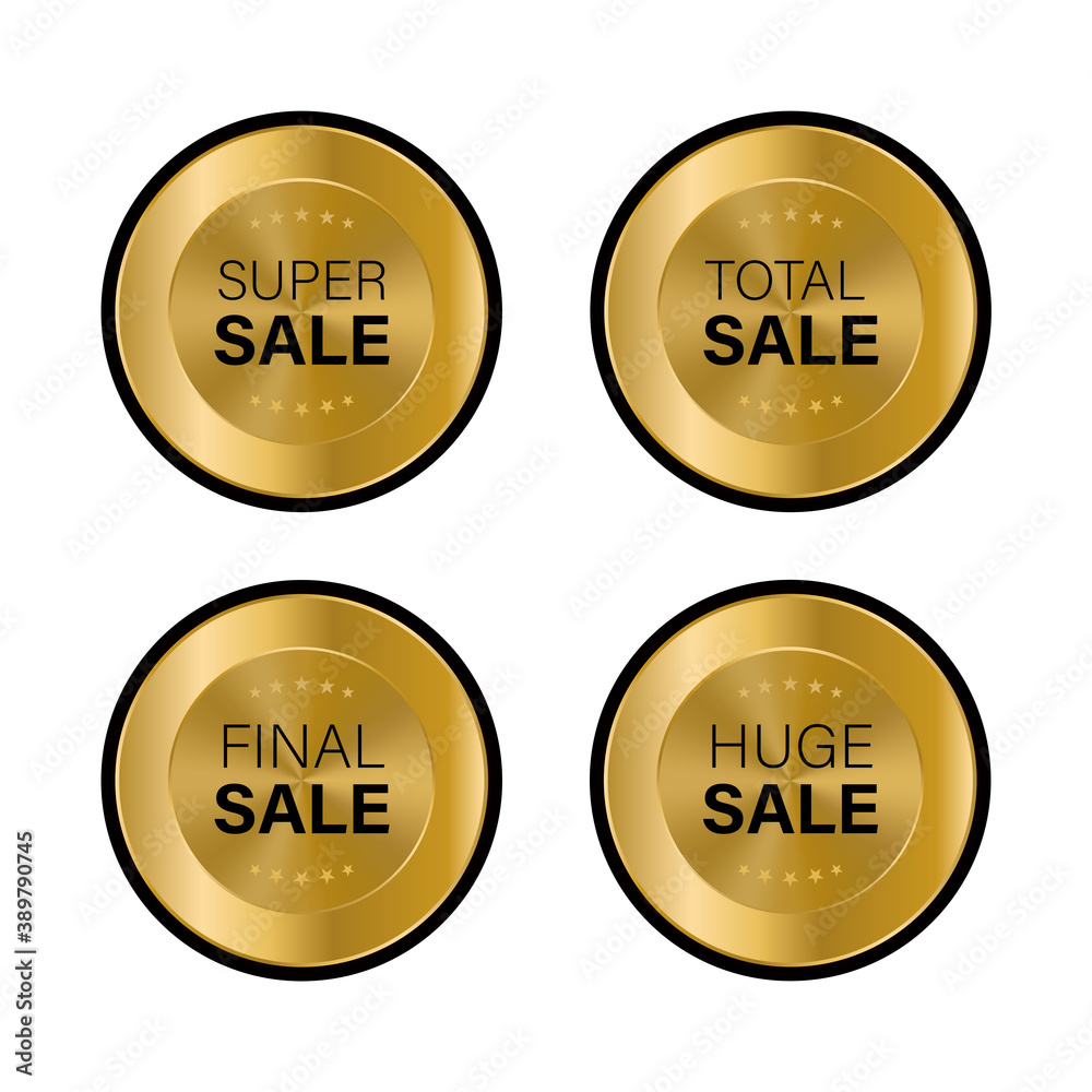 Luxury golden seal badges and labels sales quality product. vector illustration