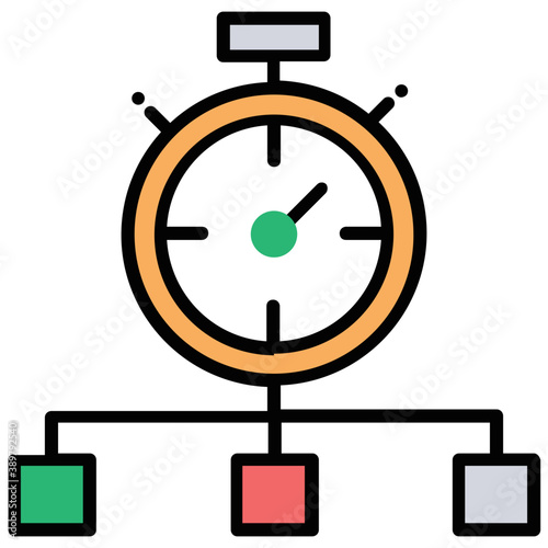 
A stopwatch connected with a network symbolising website speed test concept 
