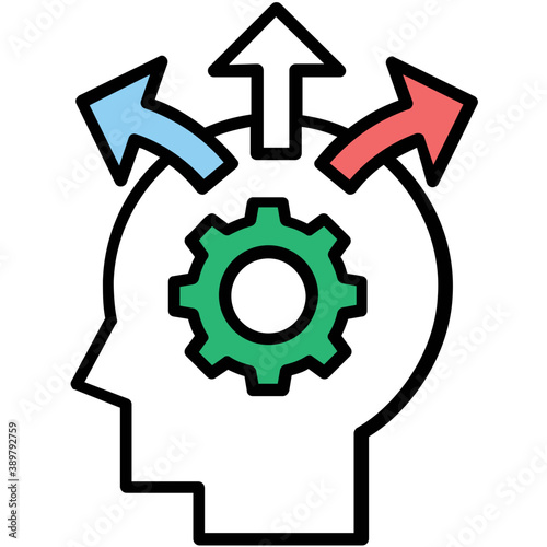  Human head with arrows and cog over head directing towards mind mapping 