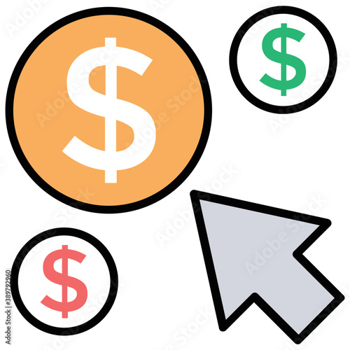 
Digital advertising flat design icon, pay per click 
