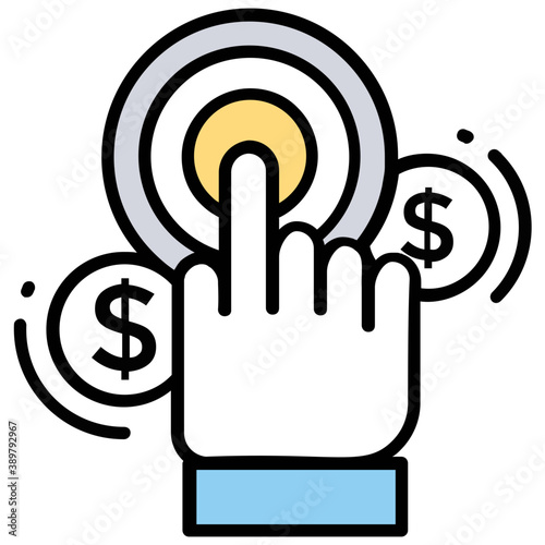 
Digital advertising flat design icon, pay per click 

