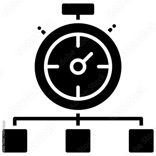 
A stopwatch connected with a network symbolising website speed test concept 
