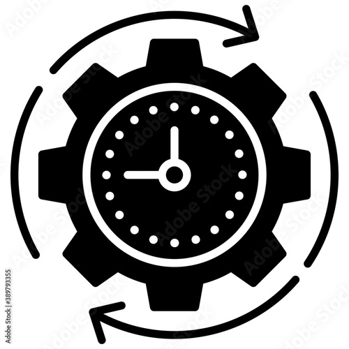 
Clock inside gear wheel and rotating arrows around is the symbol of time management 
