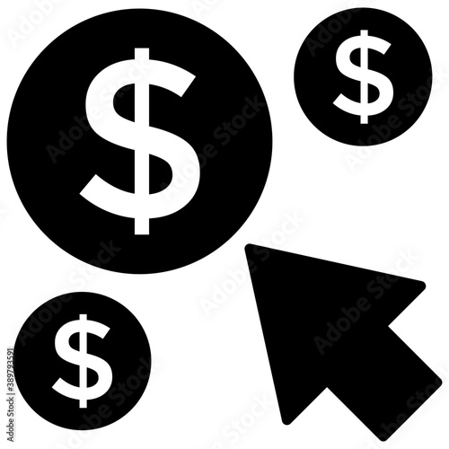
Digital advertising flat design icon, pay per click 
