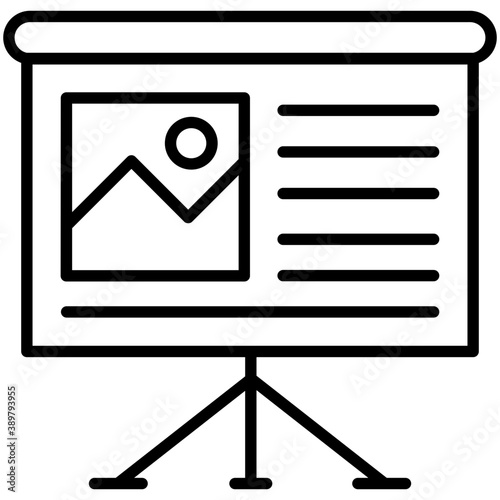  An easel board with landscape, flat icon design 