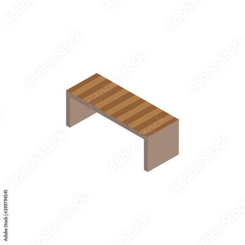 wooden bench park Isometric style icon
