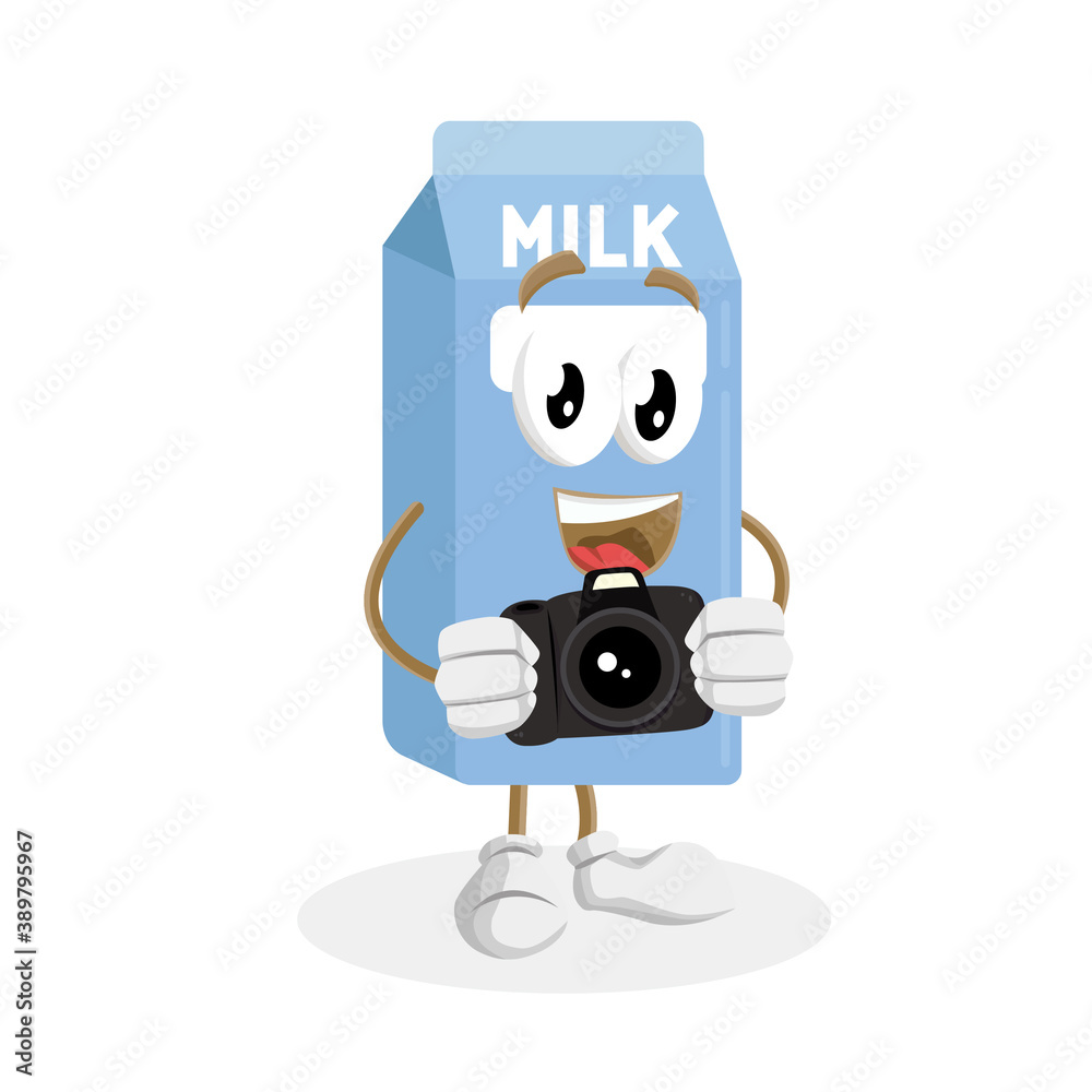 Milk Logo mascot with camera pose