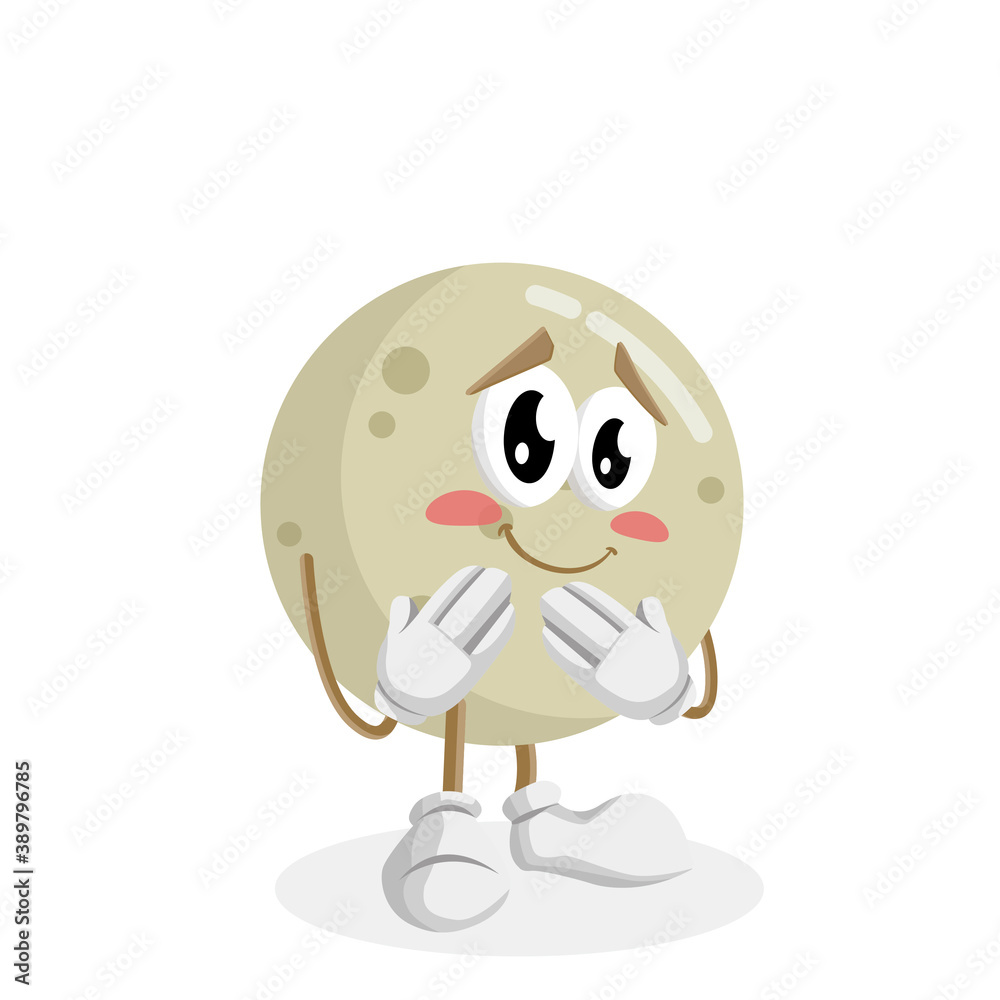 Moon Logo mascot ashamed pose Moon Logo mascot ashamed pose