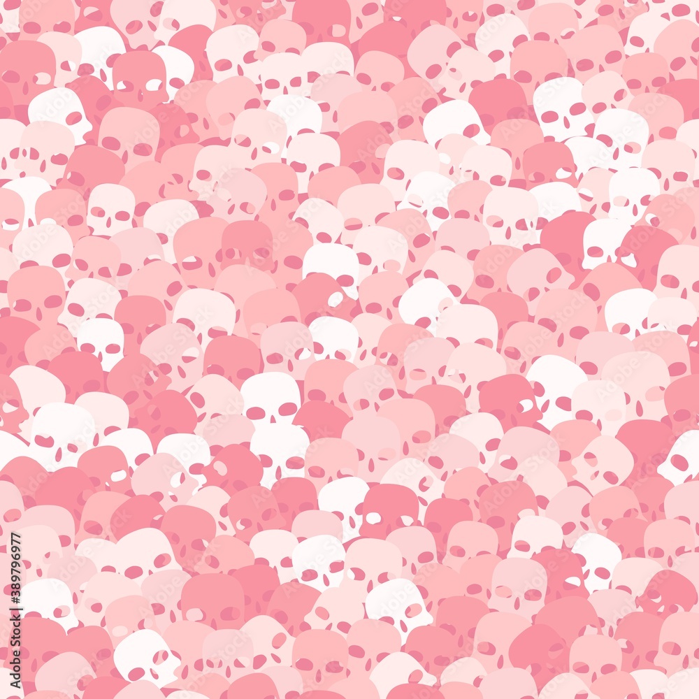 Cool skulls in white and pink halftone colors. Vector illustration of a skull