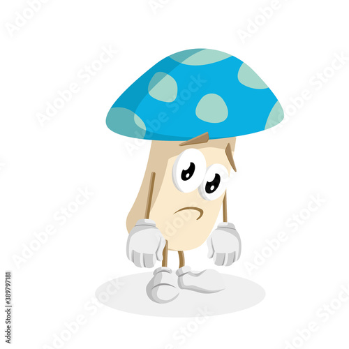 Mushroom Logo mascot sad pose