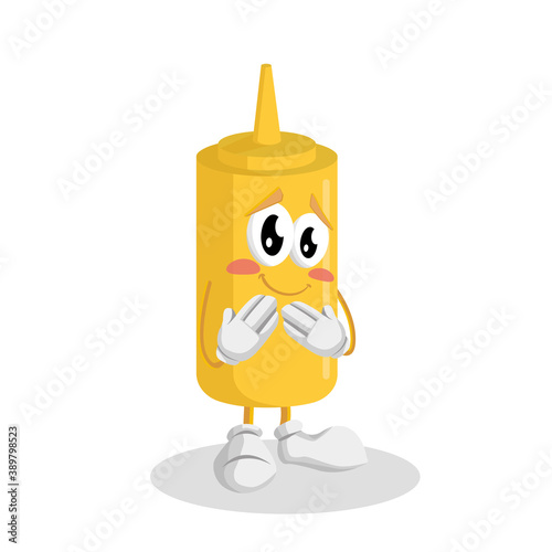 Mustard Logo mascot ashamed pose