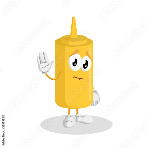  Mustard Logo mascot goodbye pose