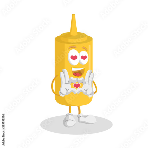 Mustard Logo mascot in love pose
