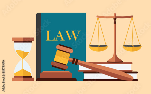 Law and justice concept. vector illustration in flat style. Design elements, symbols and icons.