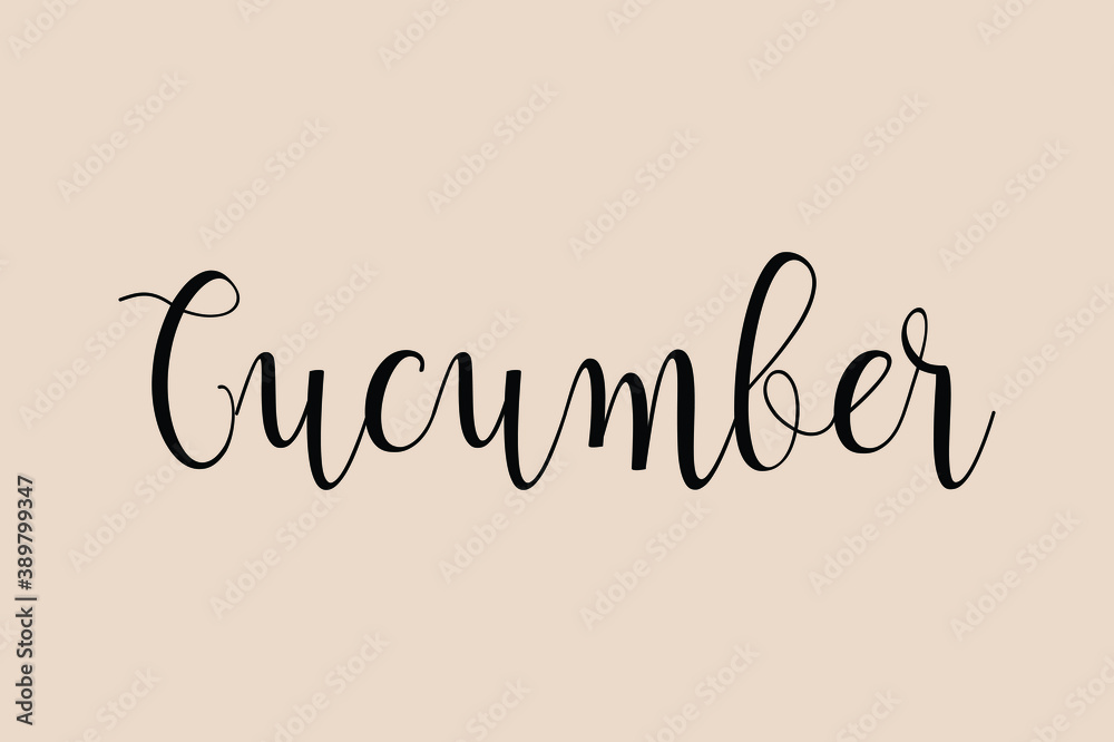 Cucumber Cursive Calligraphy Black Color Text On Light Golden Yellow Background