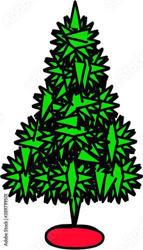 Pino de navidad. Árbol de navidad. Feliz navidad, dibujo vector