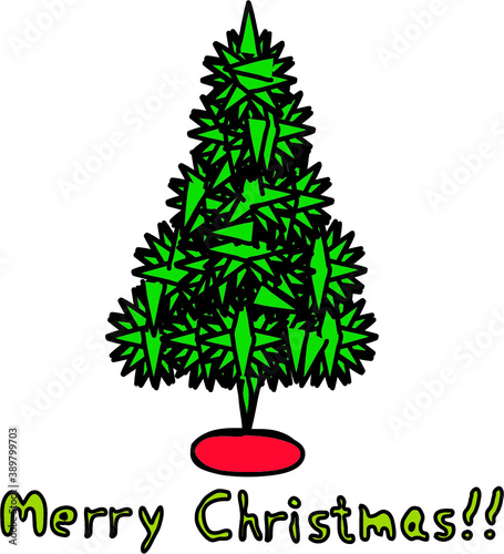 Tarjeta de navidad, Feliz navidad. Árbol o pino de navidad. Saludo lindo en tarjeta