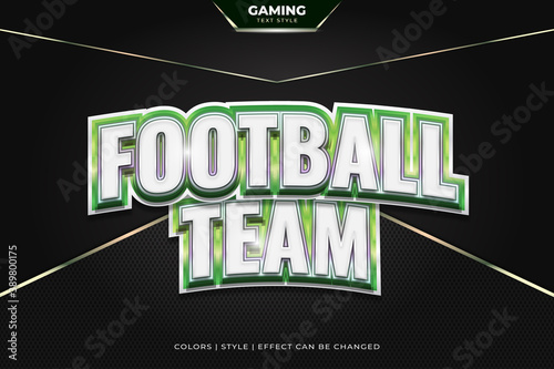 White and green curved text effect in 3d style for e-sports identity or logo. Editable text style effect