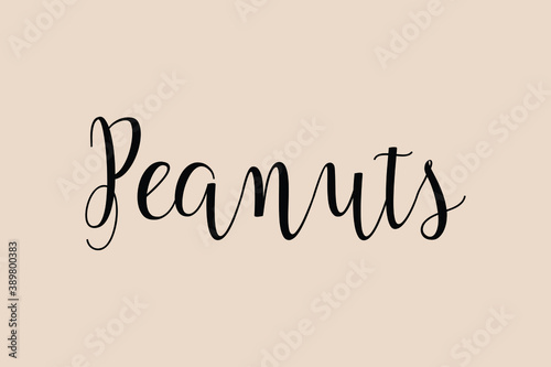 Peanuts Cursive Calligraphy Black Color Text On Light Golden Yellow Background