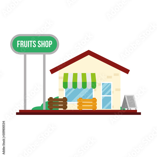 little fruits shop store building facade scene