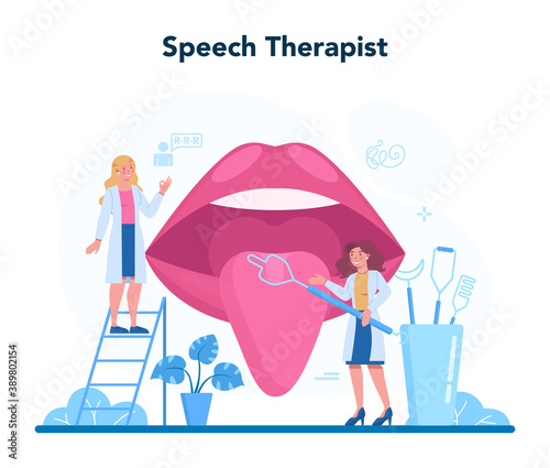 Speech therapist concept. Didactic correction and treatment idea.