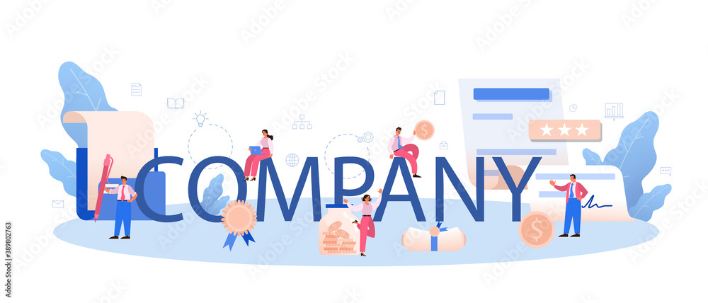 Company typographic header. Business start up form. Brand