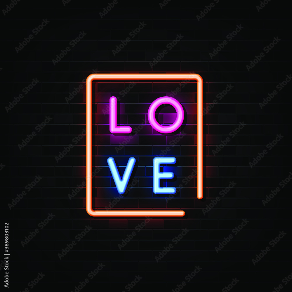 love neon signs vector. Design template neon sign love neon signs vector. Design template neon sign