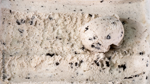 Texture ice cream Cookies & Cream, Top view Food concept, Blank for design..