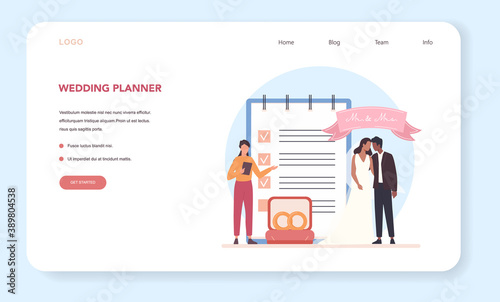 Wedding planner web banner or landing page. Professional organizer