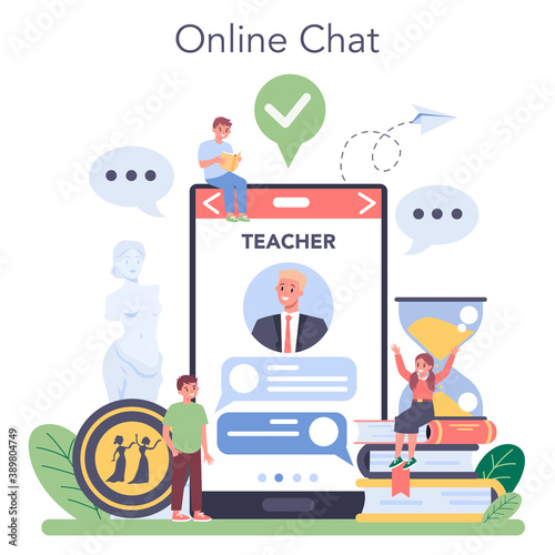 History of art online service or platform. Teacher tell kids about