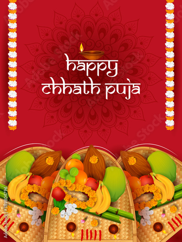 Traditional festival of Bhiar, Bengal and Nepal Chhath Puja in vector