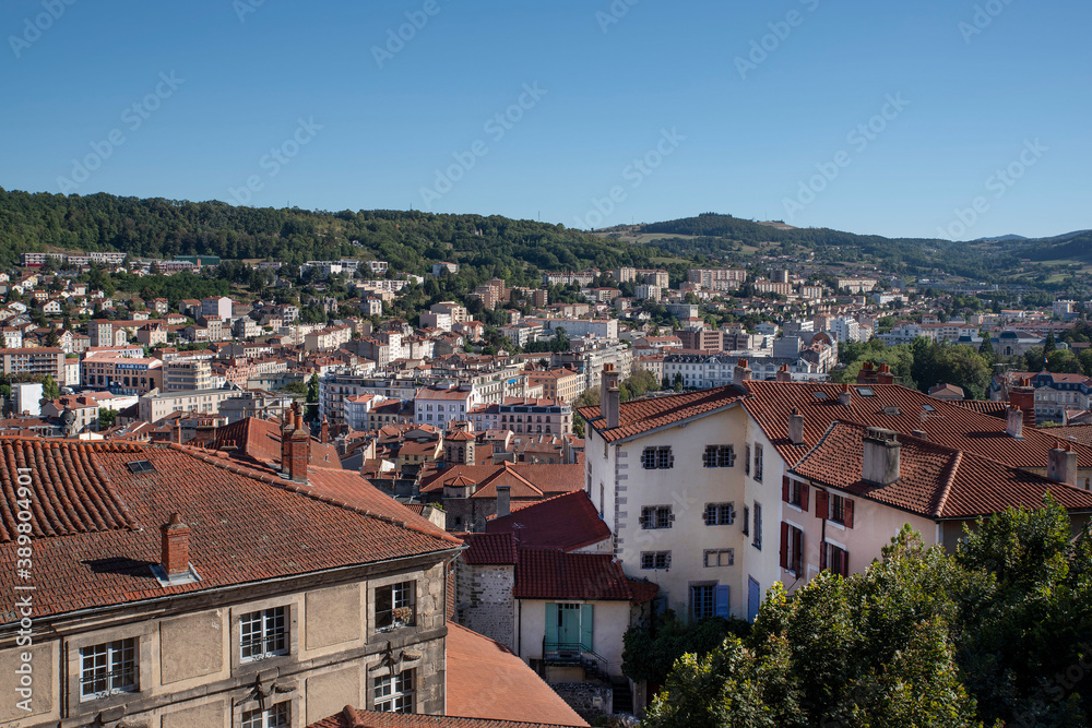 Panorama of the city of Le Puy en Velay in Auvergne in France