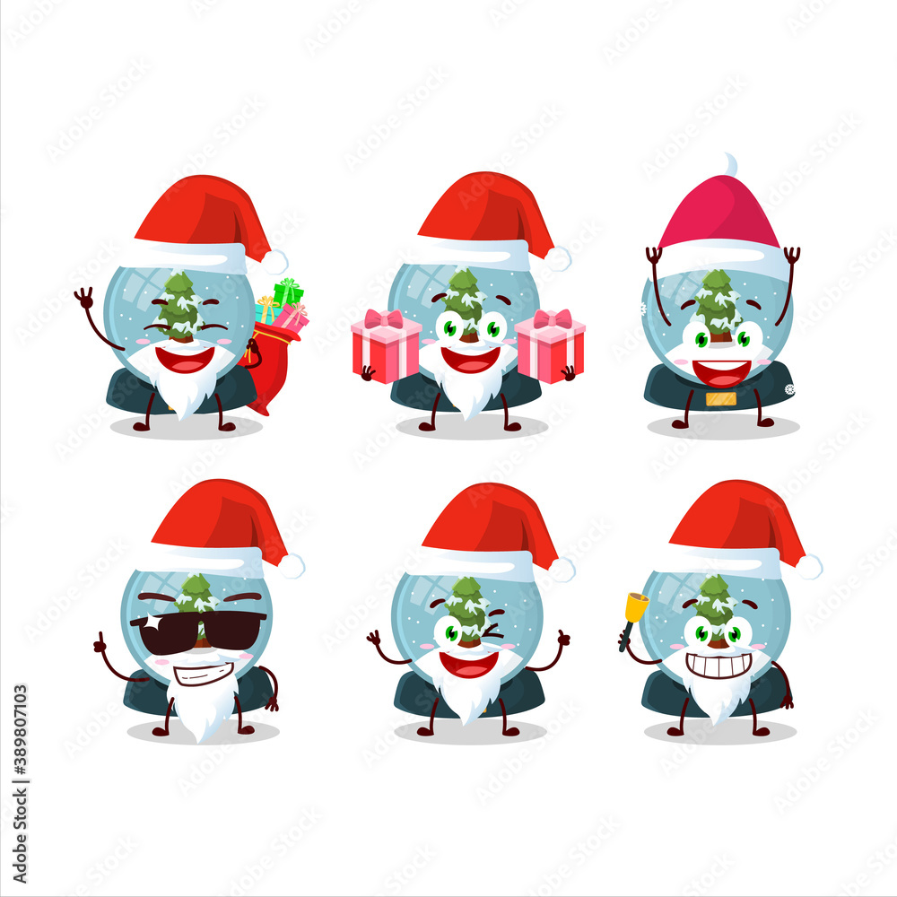 Santa Claus emoticons with snowball with tree cartoon character